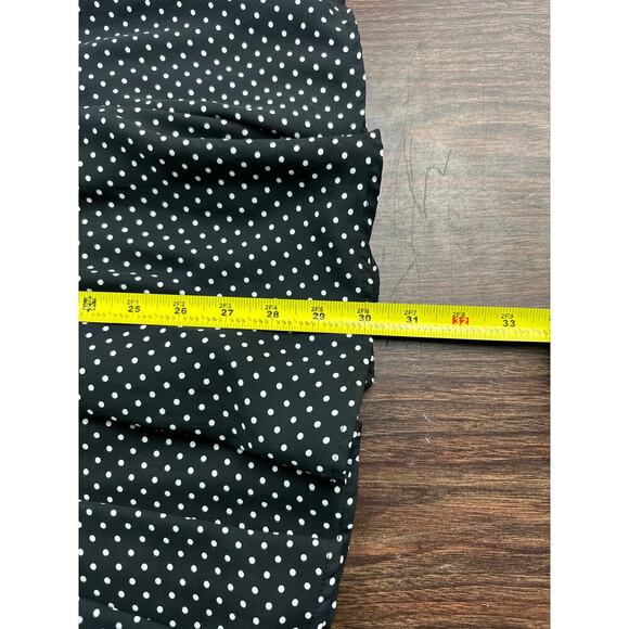 Forever 21 Mini Dress Size M Polka Dot Longsleeve Fit n Flare Open Back Black - Picture 15 of 16